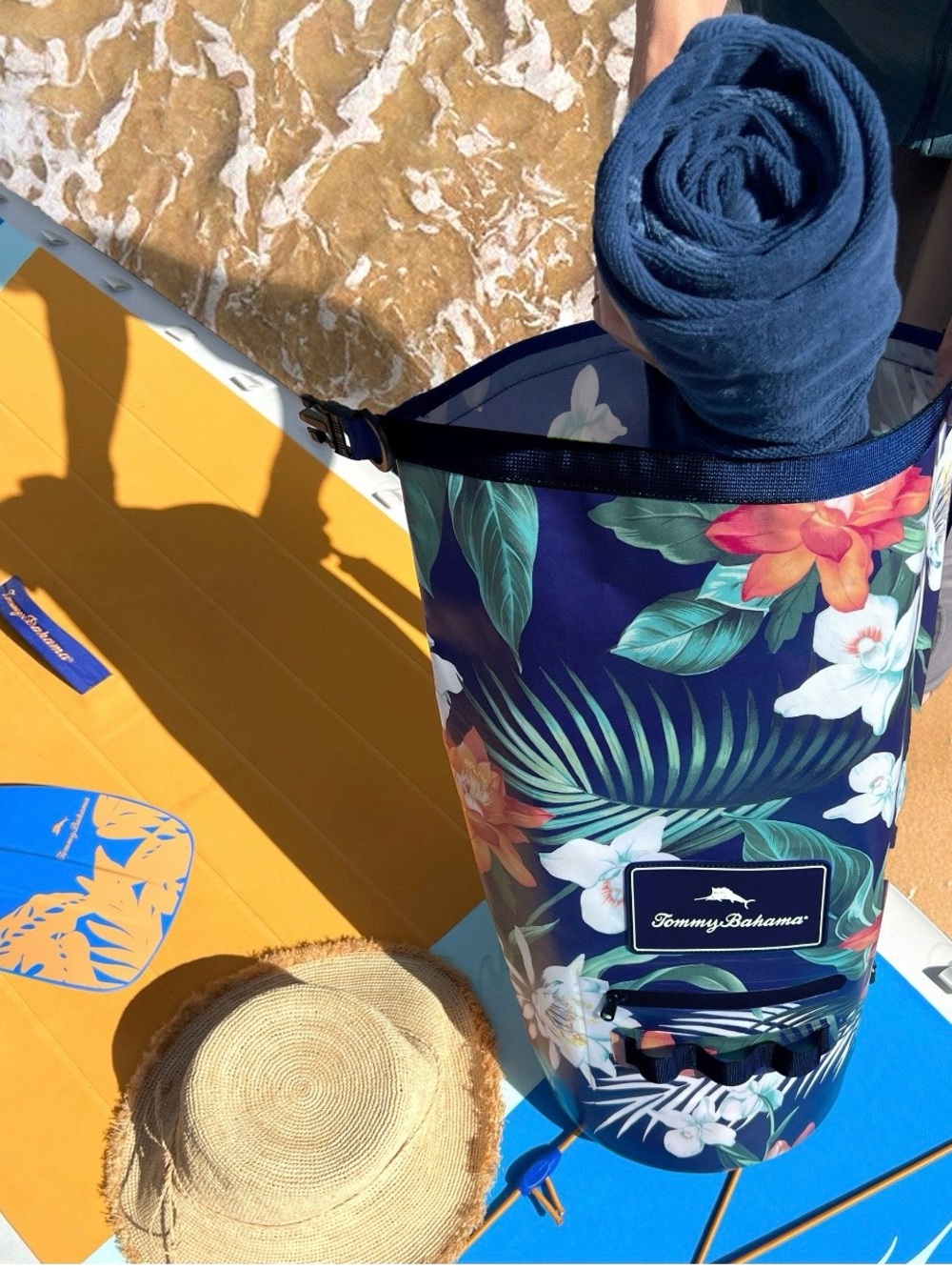 Tommy Bahama Navy Tropical Floral Waterproof Dry Bag - Picture 2 of 11
